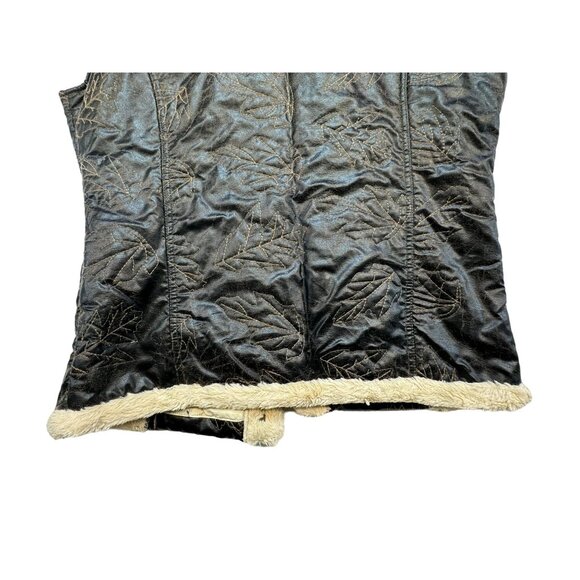 Woolrich Womens Outdoor Faux Leather Sherpa Lined Vest Medium Brown Leaf - Picture 12 of 13